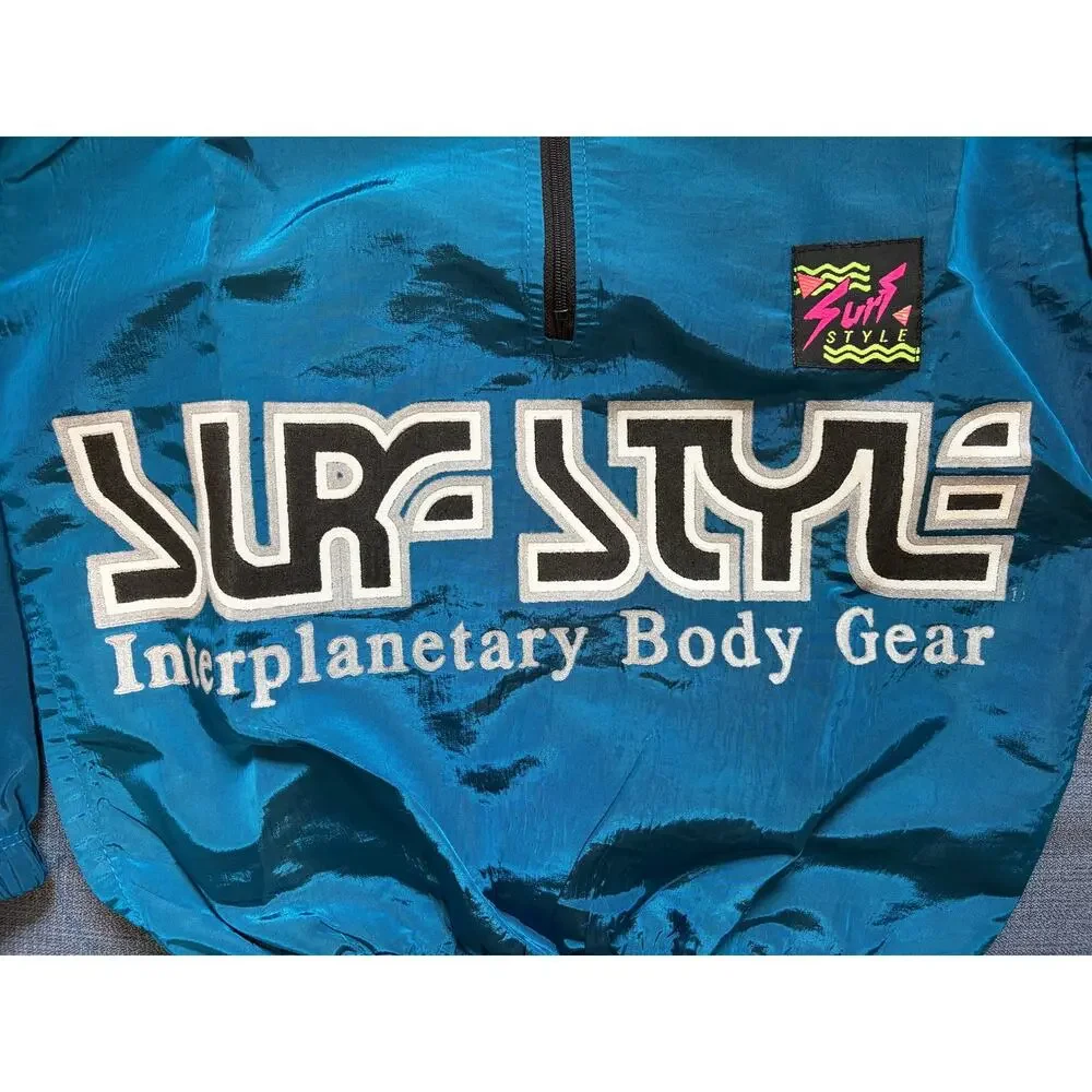 Vintage Surf Style Kids Windbreaker Interplanetary Body Gear Teal Made in USA